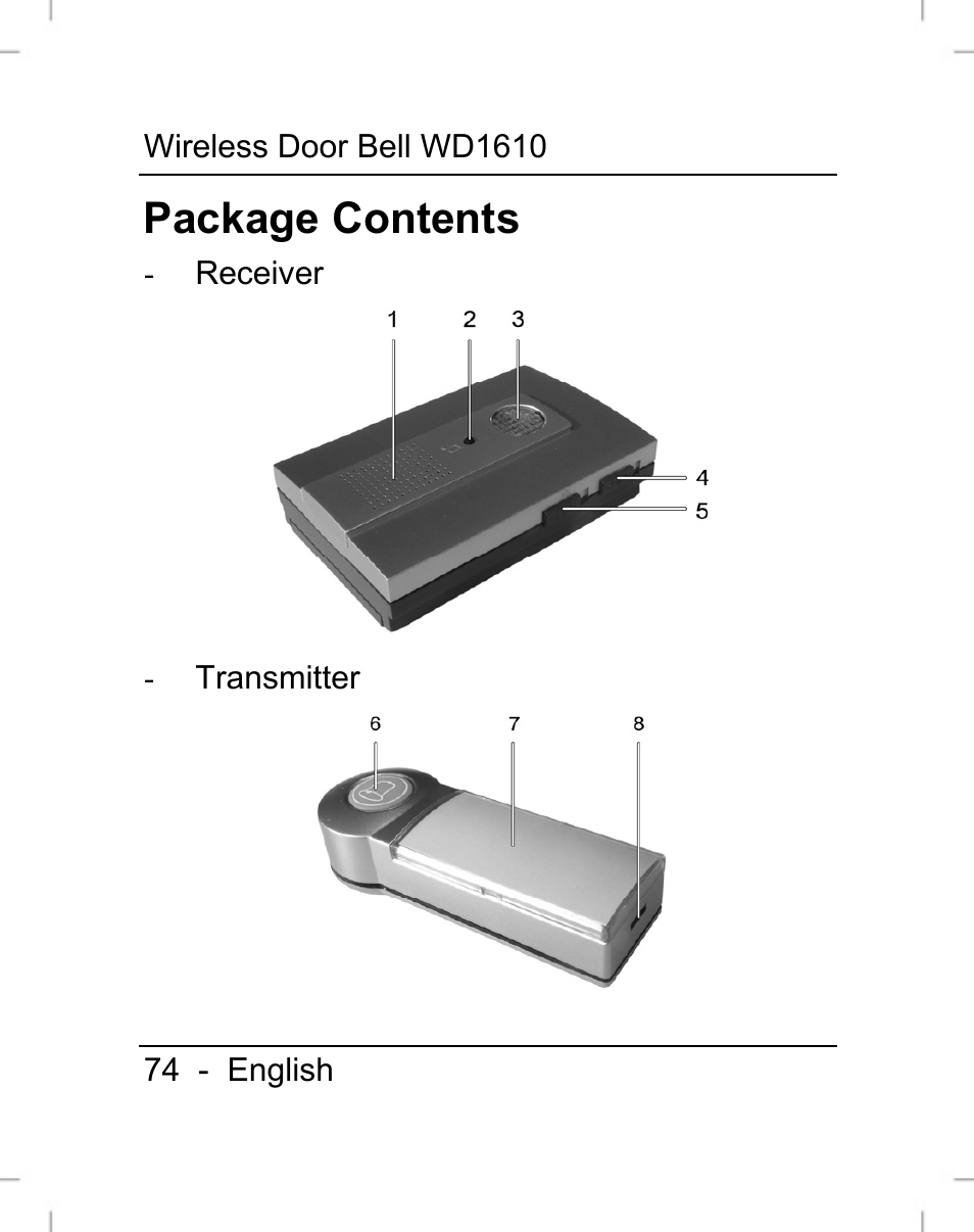 Package contents | Silvercrest WD1610 User Manual | Page 75 / 122