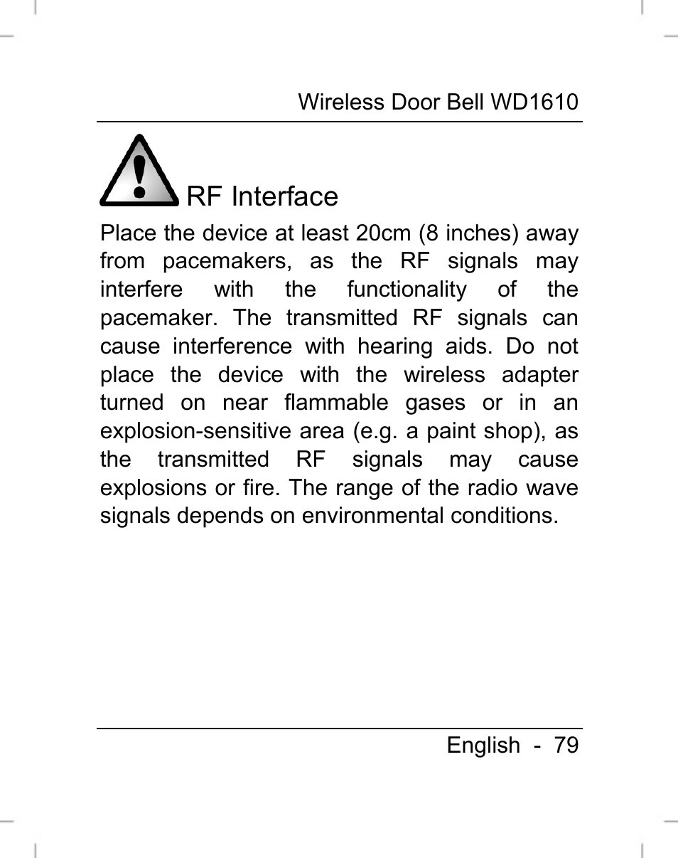 Rf interface | Silvercrest WD1610 User Manual | Page 80 / 122