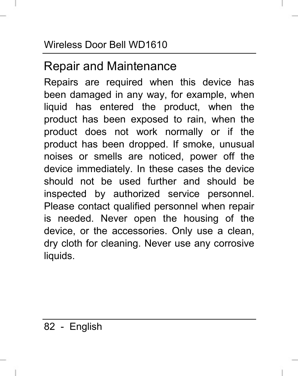Repair and maintenance | Silvercrest WD1610 User Manual | Page 83 / 122