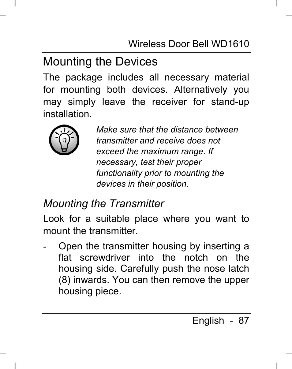 Mounting the devices | Silvercrest WD1610 User Manual | Page 88 / 122