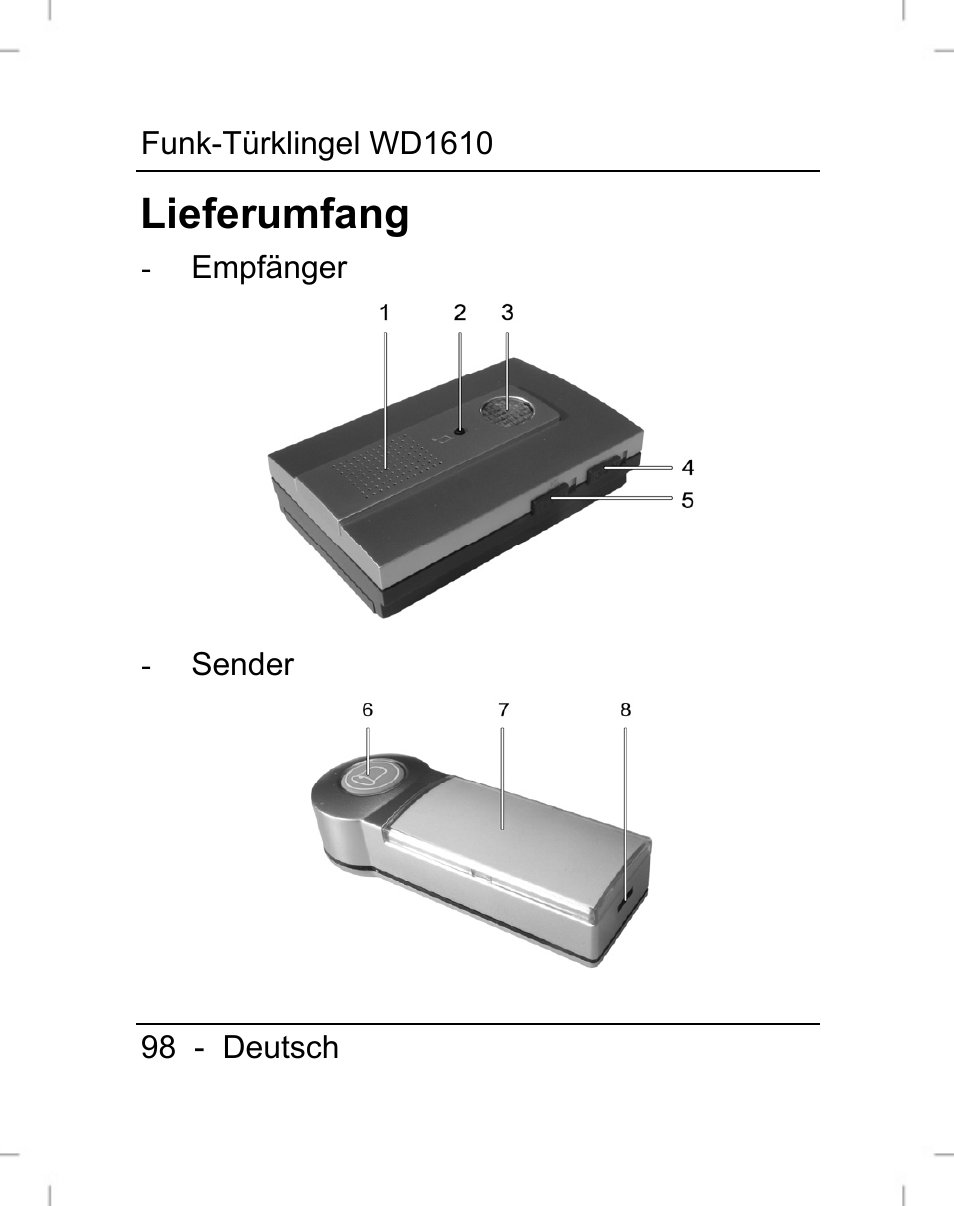 Lieferumfang | Silvercrest WD1610 User Manual | Page 99 / 122