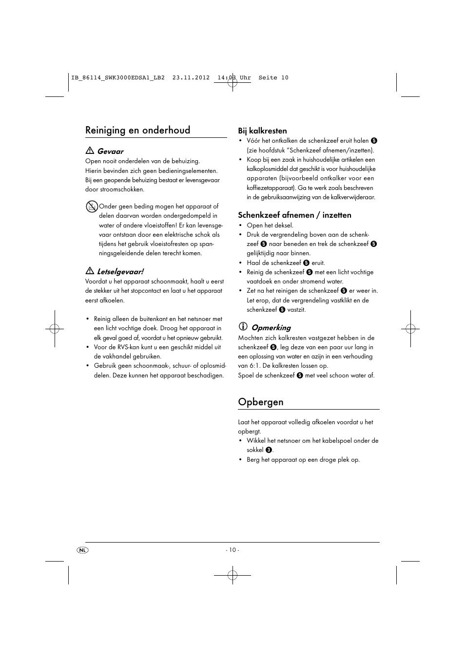 Reiniging en onderhoud, Opbergen | Silvercrest SWK 3000 EDS A1 User Manual | Page 13 / 27