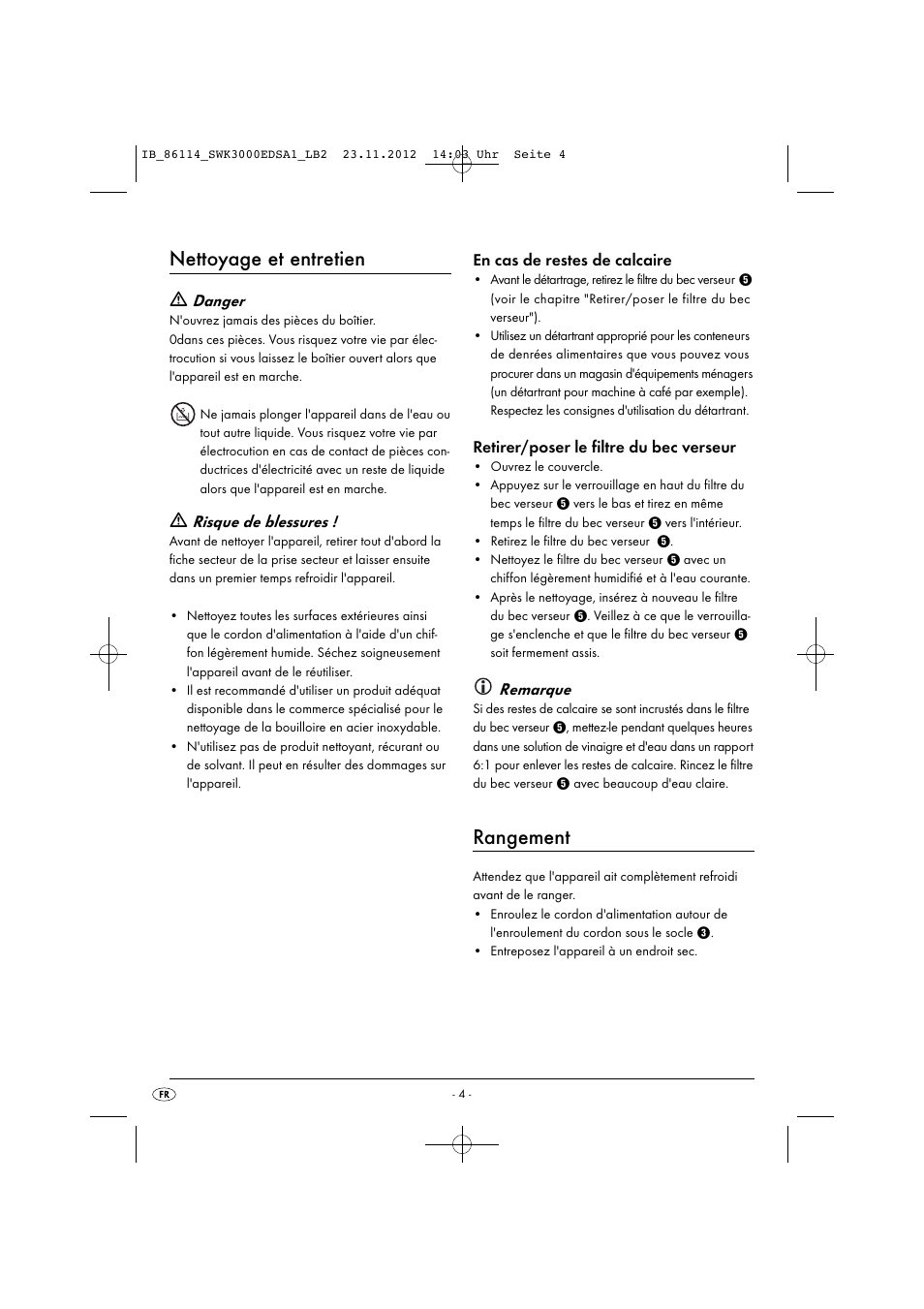 Nettoyage et entretien, Rangement | Silvercrest SWK 3000 EDS A1 User Manual | Page 7 / 27