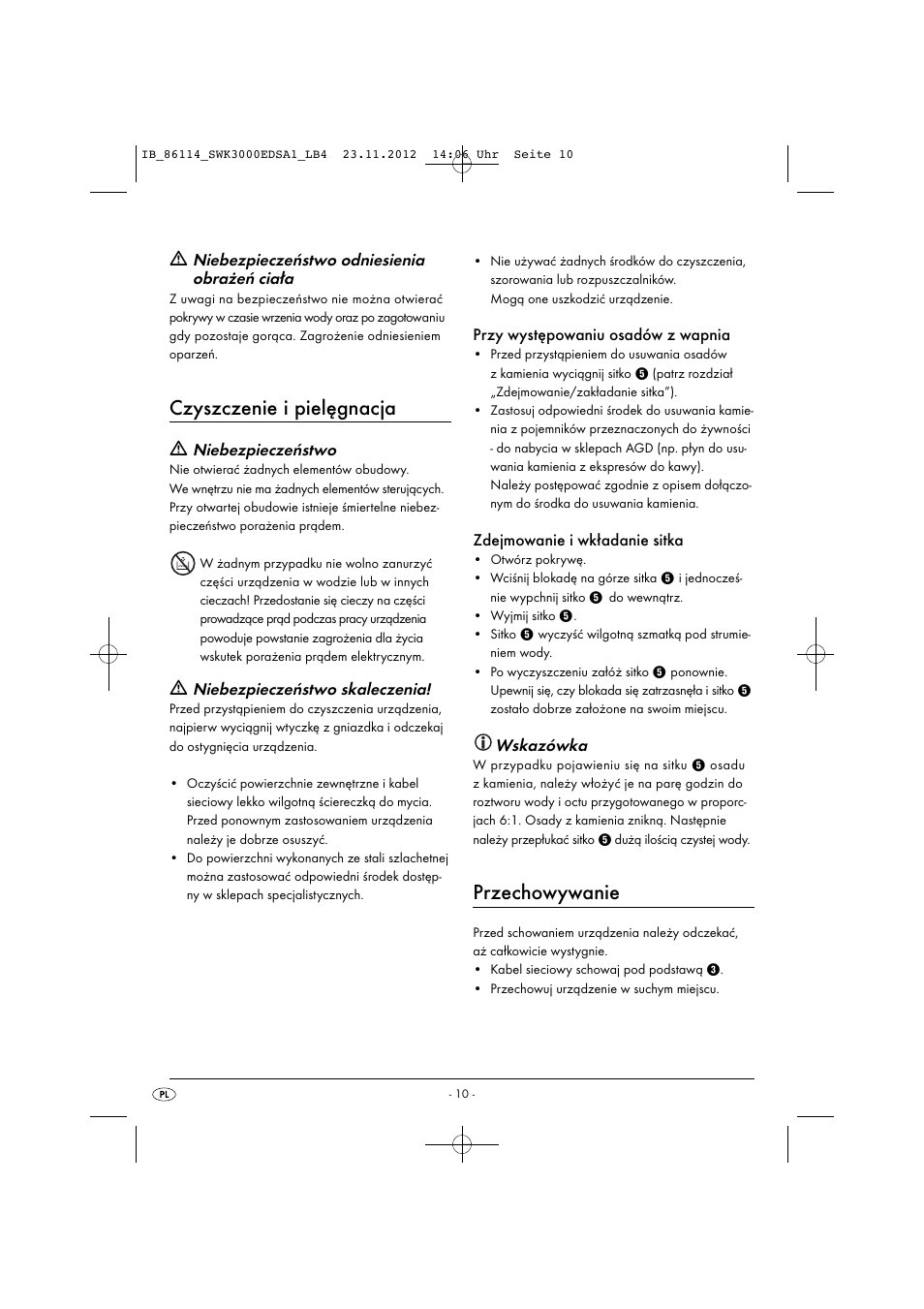 Czyszczenie i pielęgnacja, Przechowywanie | Silvercrest SWK 3000 EDS A1 User Manual | Page 13 / 21
