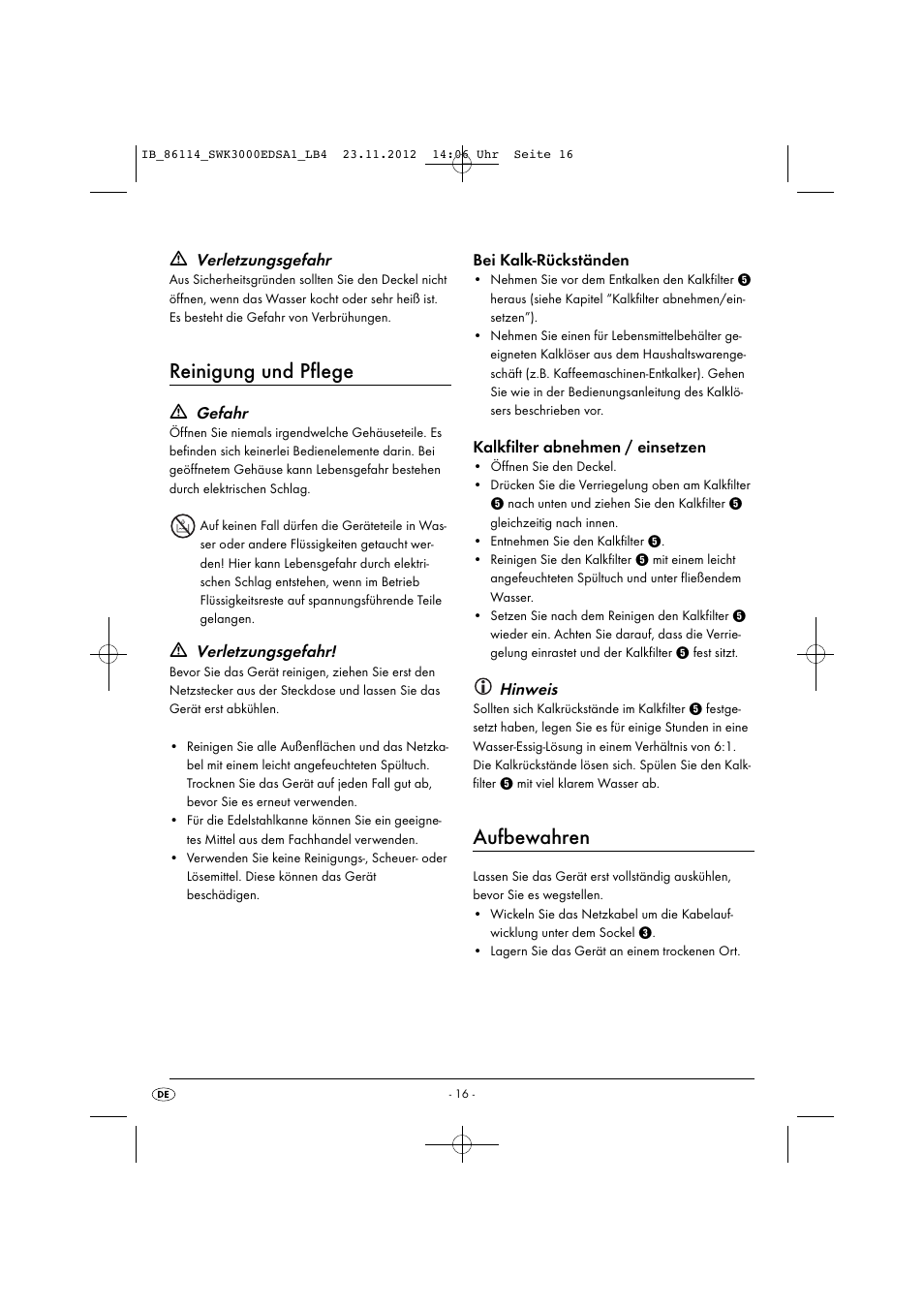 Reinigung und pflege, Aufbewahren | Silvercrest SWK 3000 EDS A1 User Manual | Page 19 / 21