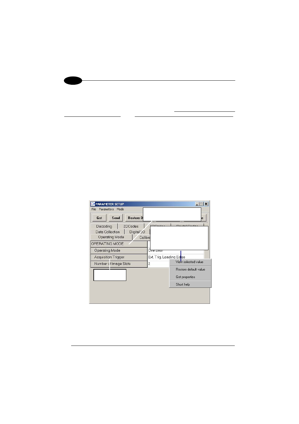 Edit reader parameters, Ode (see par. 3.4.1 and par. 3.4.2) | Datalogic Scanning MATRIX 1000 User Manual | Page 42 / 62