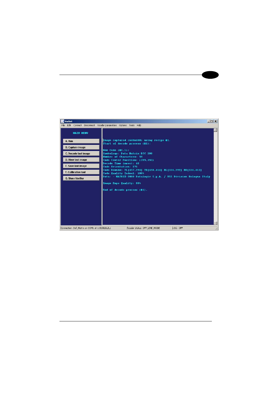 Image capture and decoding, 5 image capture and decoding | Datalogic Scanning MATRIX 1000 User Manual | Page 49 / 62