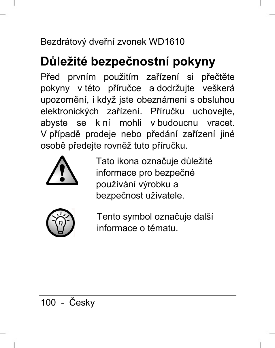 Důležité bezpečnostní pokyny | Silvercrest WD1610 User Manual | Page 101 / 170