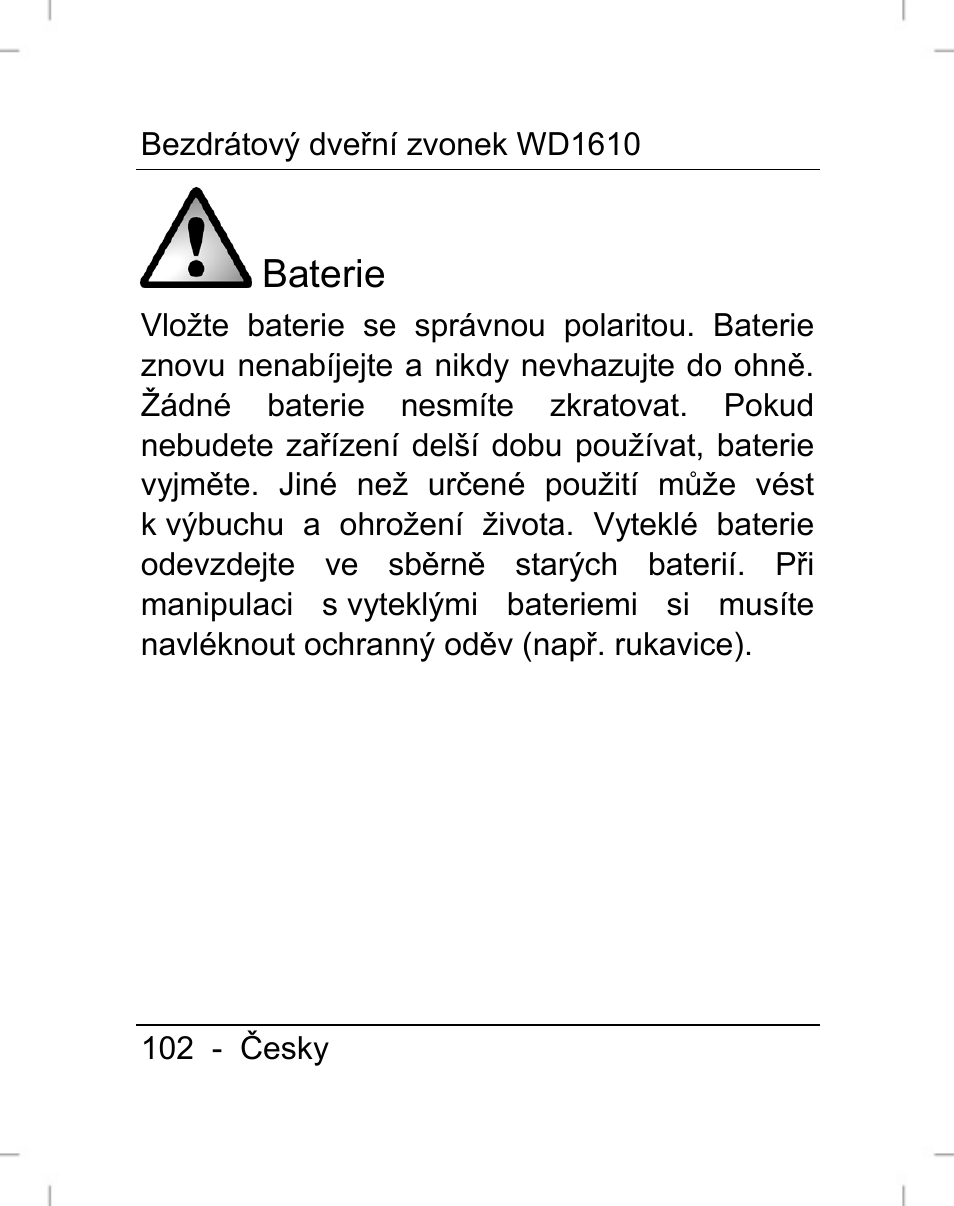 Baterie | Silvercrest WD1610 User Manual | Page 103 / 170