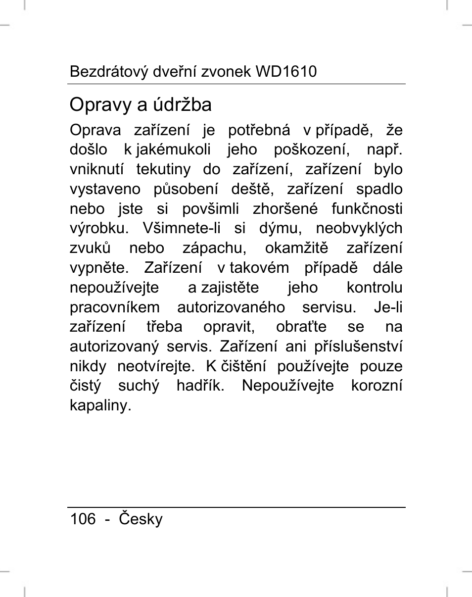 Opravy a údržba | Silvercrest WD1610 User Manual | Page 107 / 170