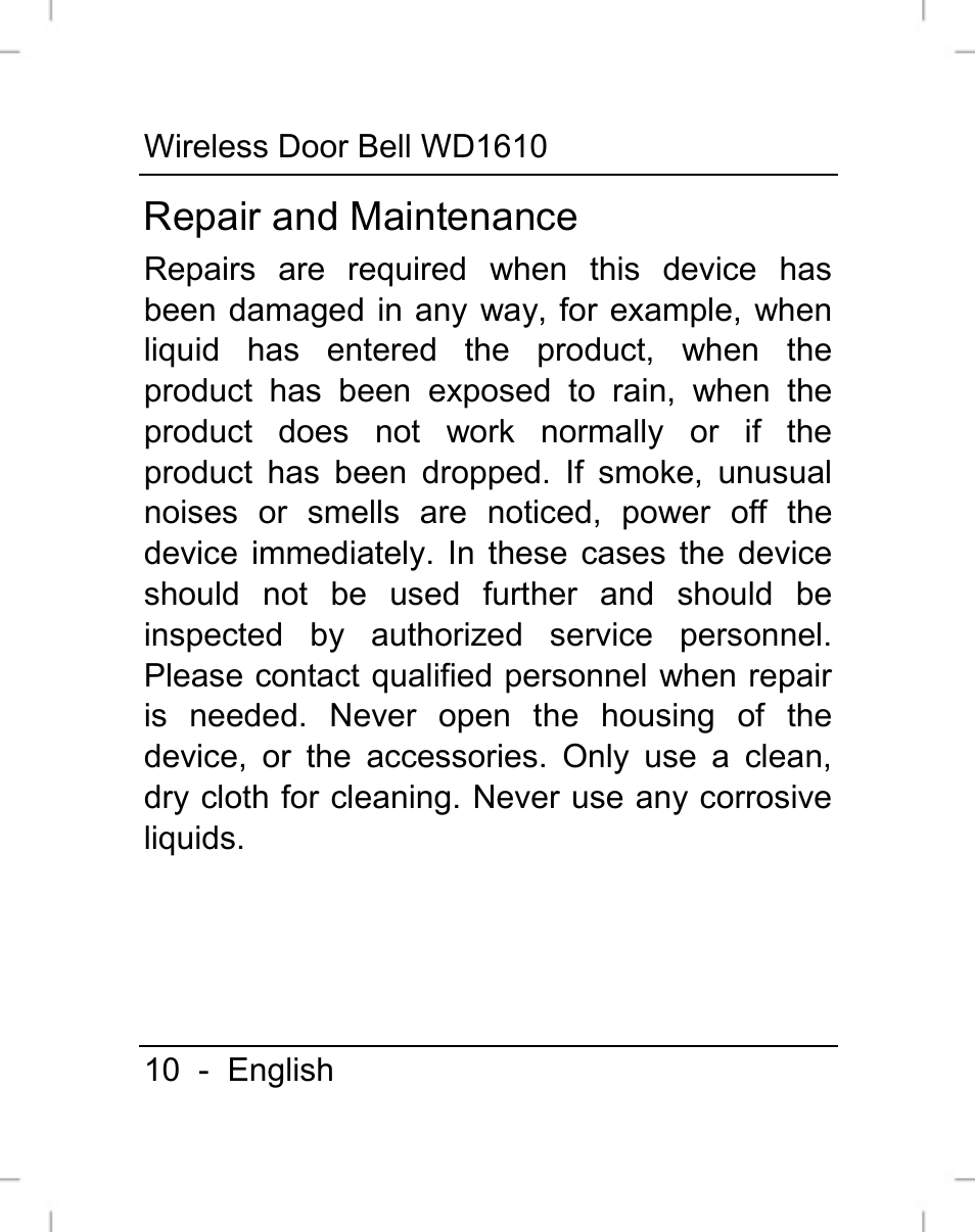 Repair and maintenance | Silvercrest WD1610 User Manual | Page 11 / 170