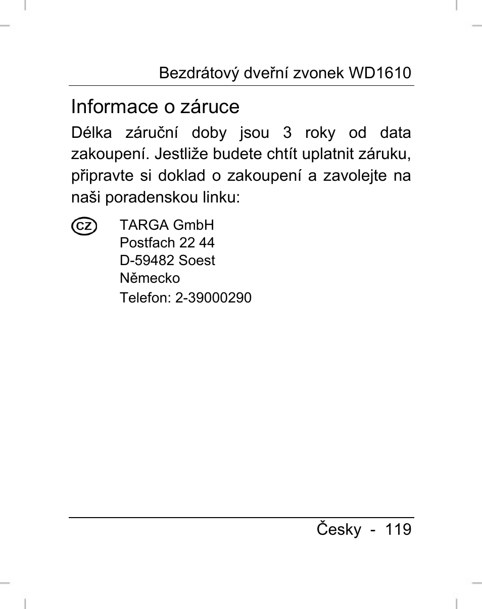 Informace o záruce | Silvercrest WD1610 User Manual | Page 120 / 170