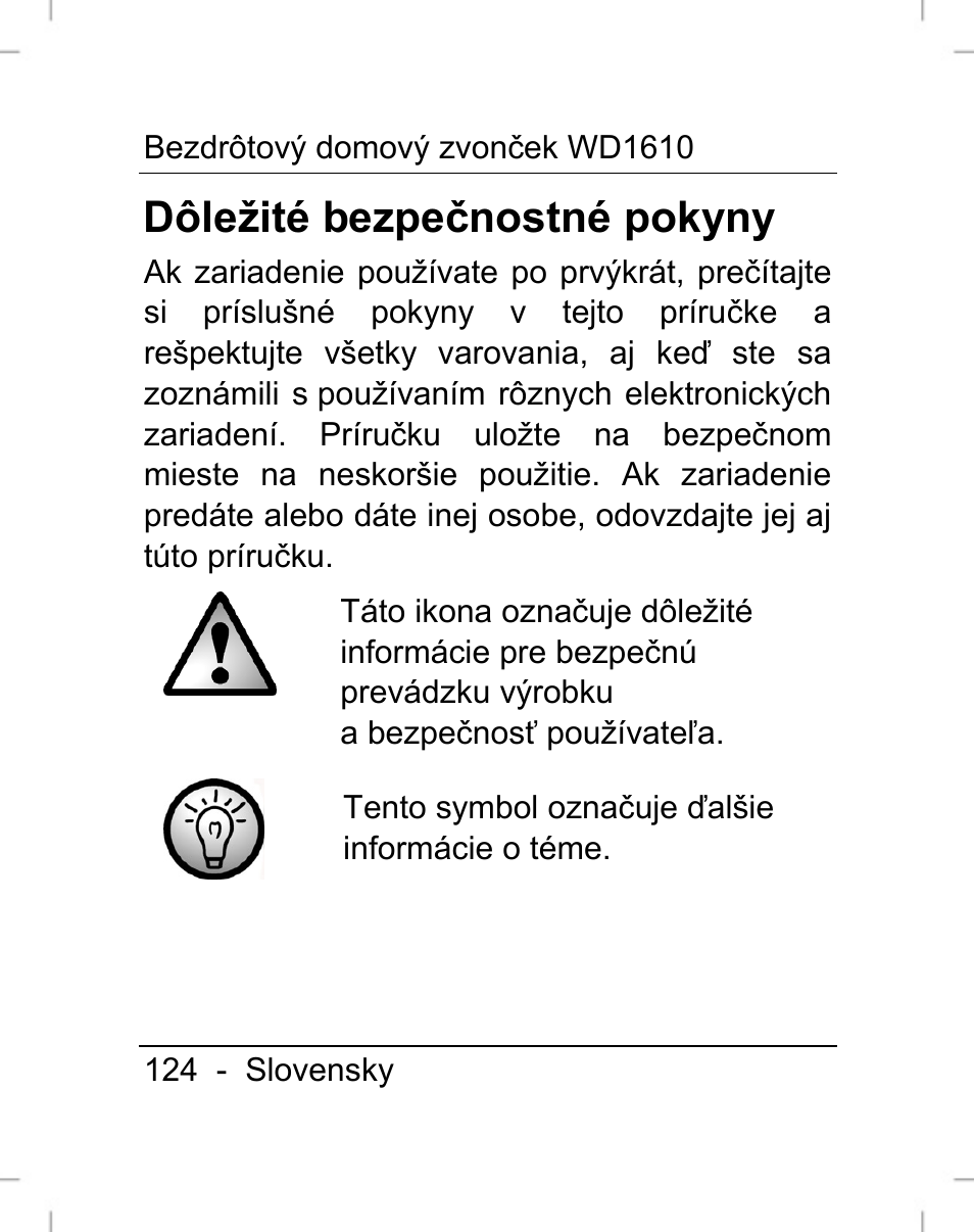 Dôležité bezpečnostné pokyny | Silvercrest WD1610 User Manual | Page 125 / 170