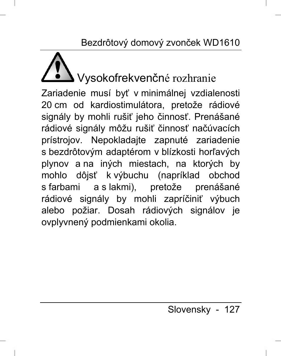 Vysokofrekvenčné rozhranie | Silvercrest WD1610 User Manual | Page 128 / 170