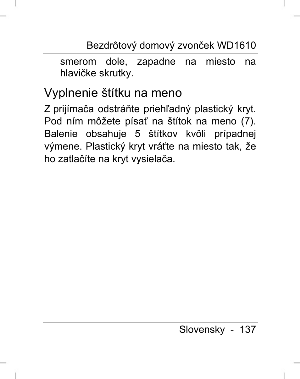 Vyplnenie štítku na meno | Silvercrest WD1610 User Manual | Page 138 / 170