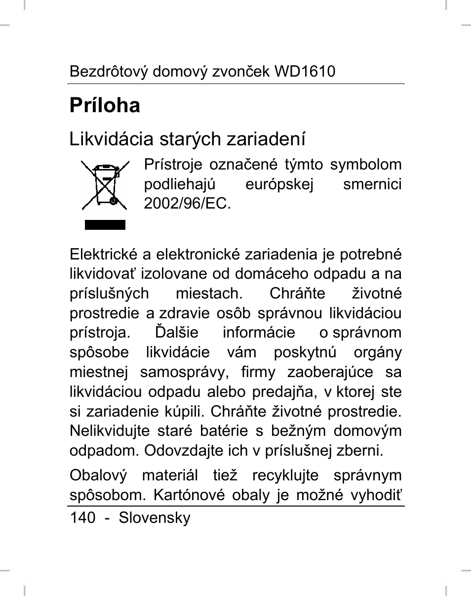 Príloha | Silvercrest WD1610 User Manual | Page 141 / 170