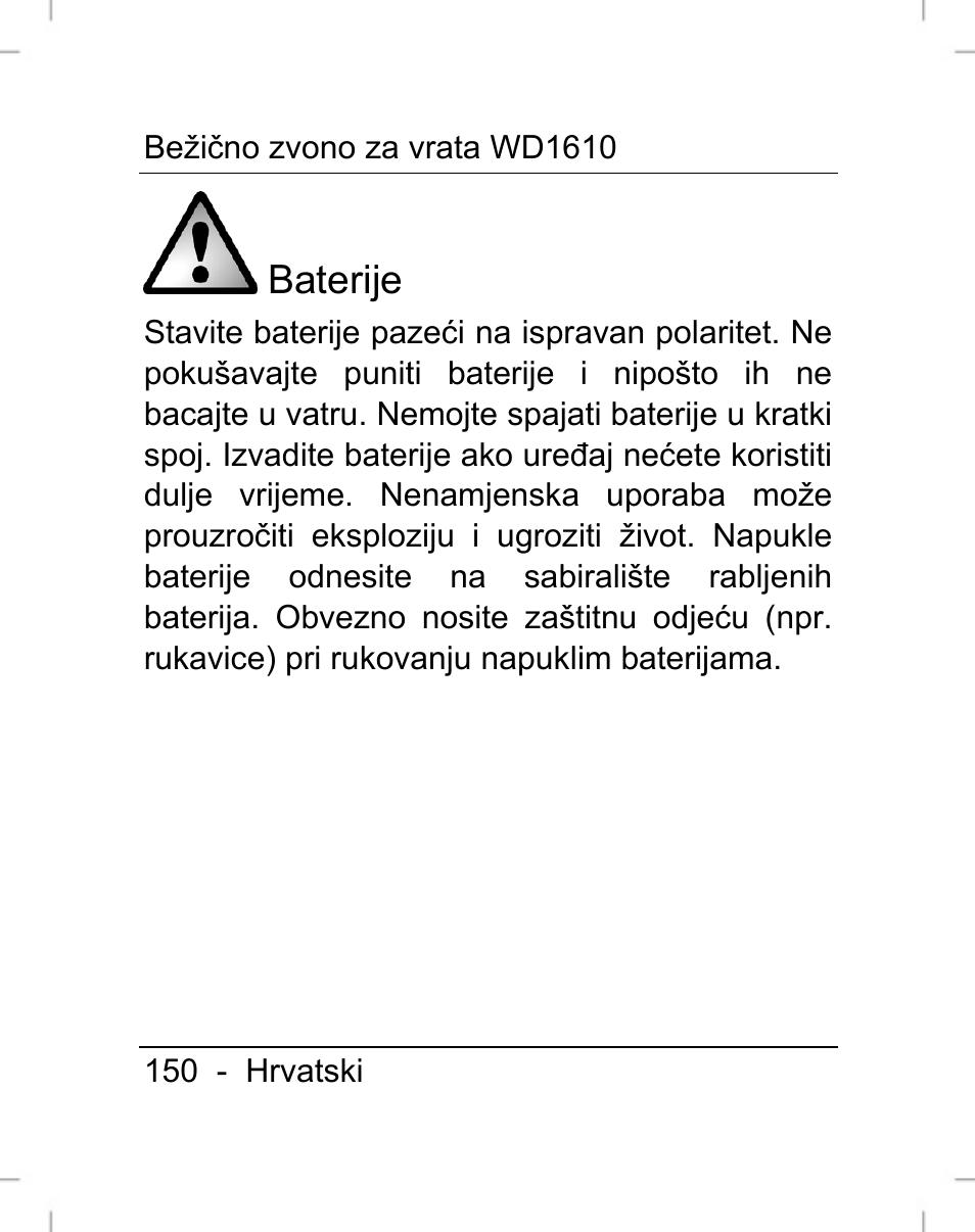 Baterije | Silvercrest WD1610 User Manual | Page 151 / 170