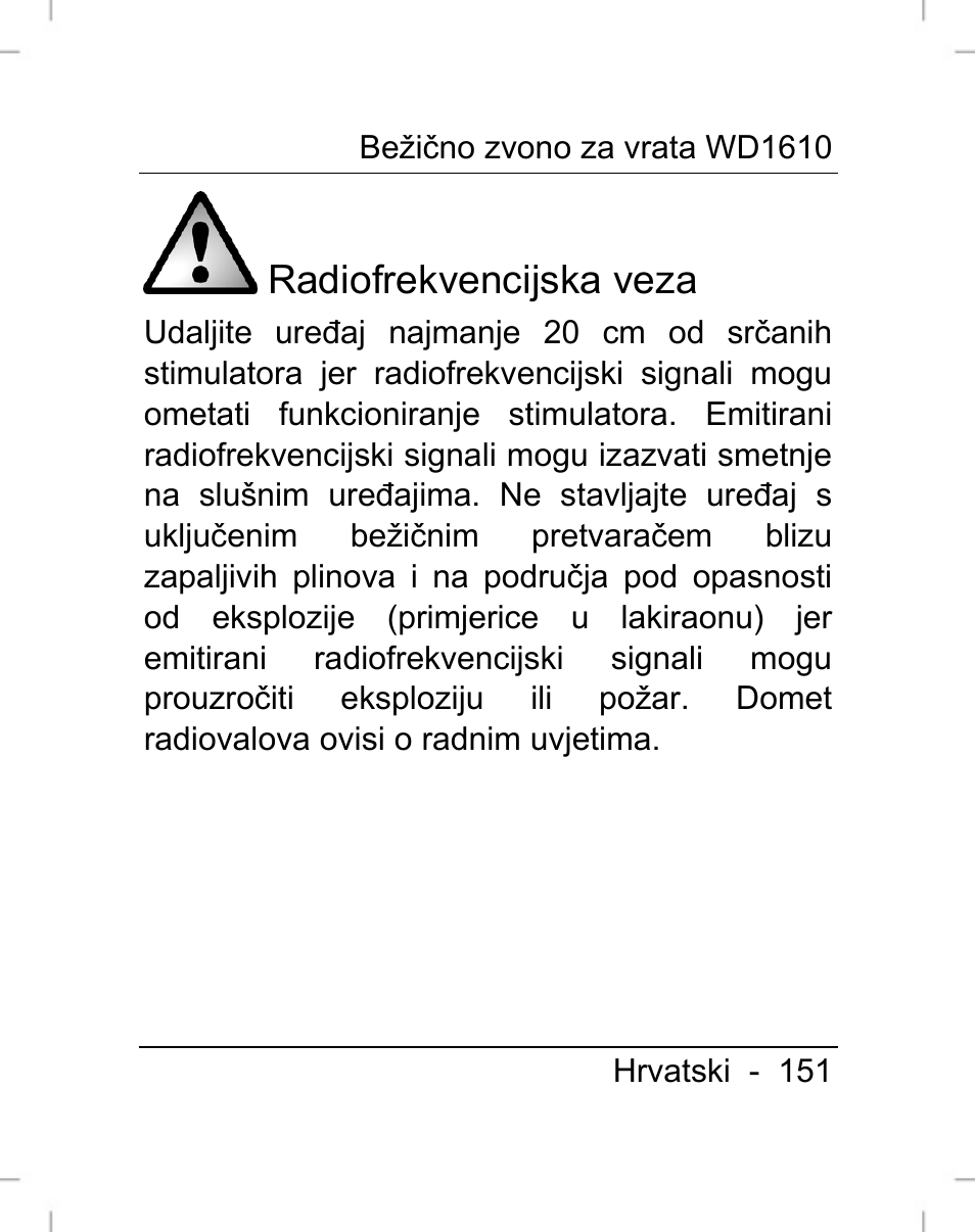 Radiofrekvencijska veza | Silvercrest WD1610 User Manual | Page 152 / 170