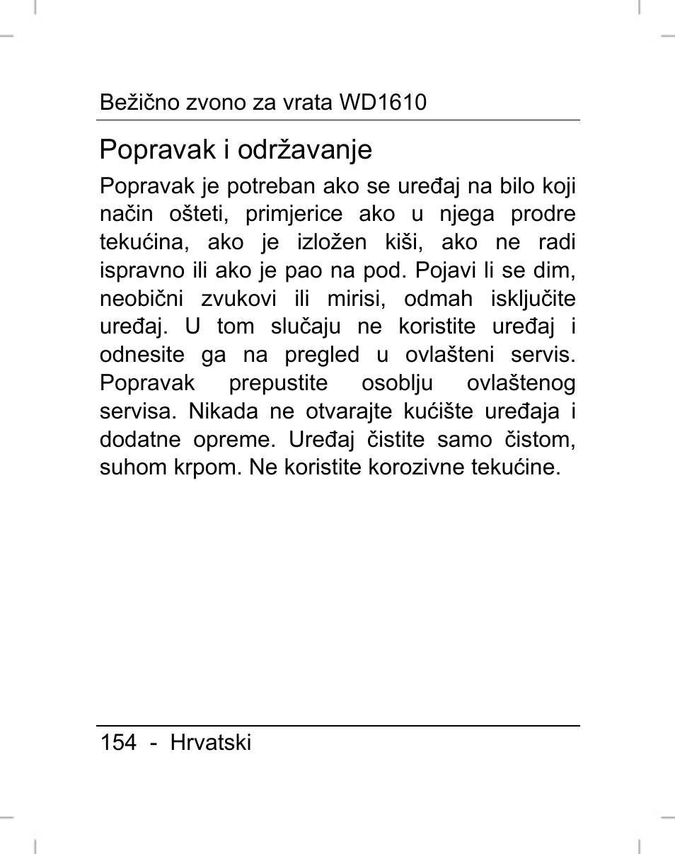 Popravak i održavanje | Silvercrest WD1610 User Manual | Page 155 / 170