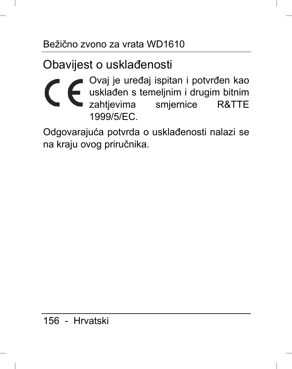 Obavijest o usklađenosti | Silvercrest WD1610 User Manual | Page 157 / 170