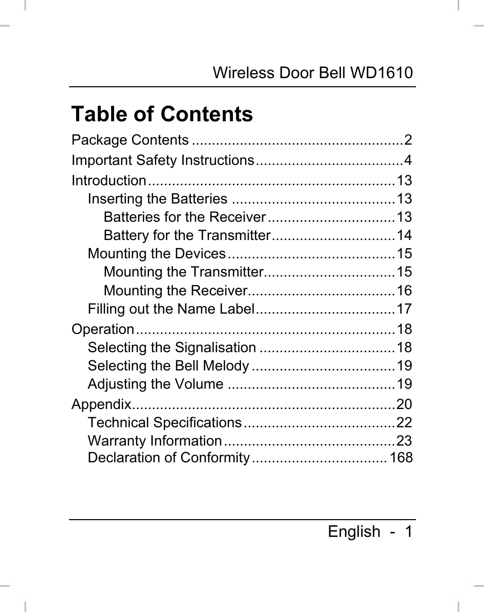 Silvercrest WD1610 User Manual | Page 2 / 170