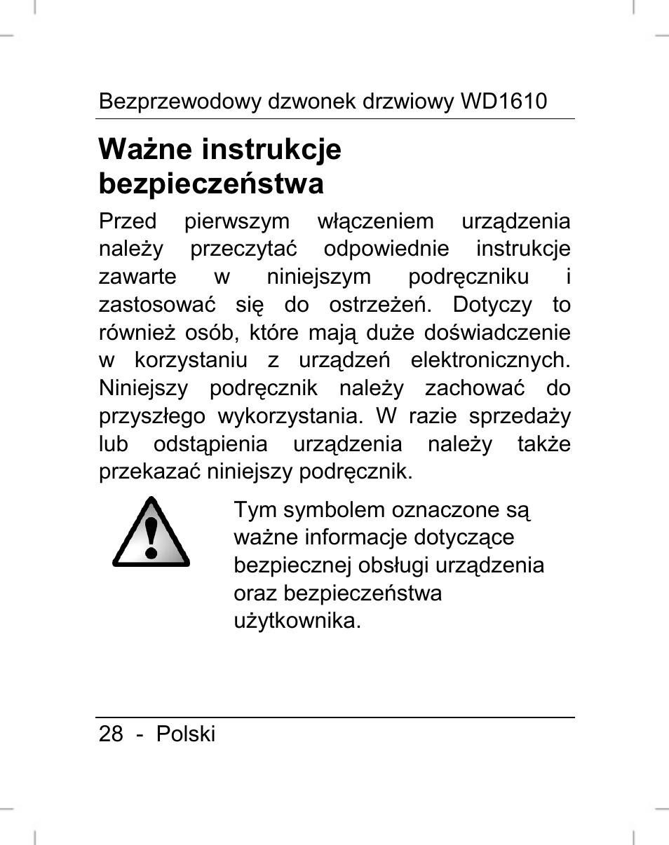 Ważne instrukcje bezpieczeństwa | Silvercrest WD1610 User Manual | Page 29 / 170