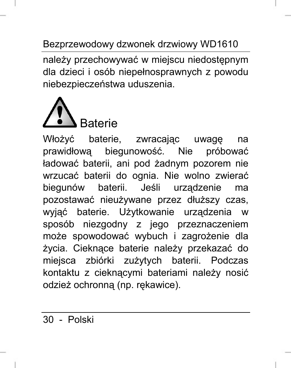 Baterie | Silvercrest WD1610 User Manual | Page 31 / 170