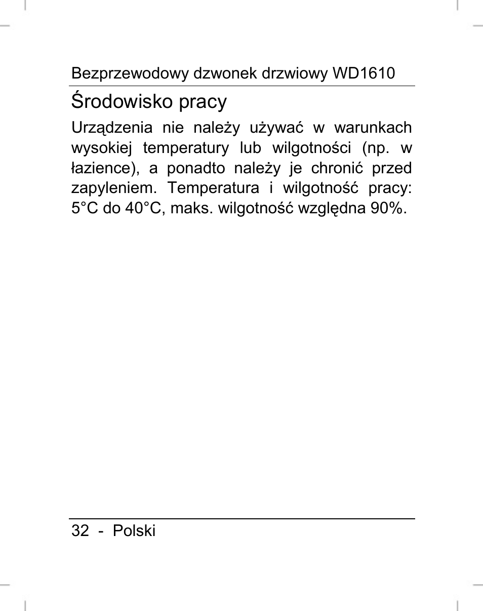 Środowisko pracy | Silvercrest WD1610 User Manual | Page 33 / 170