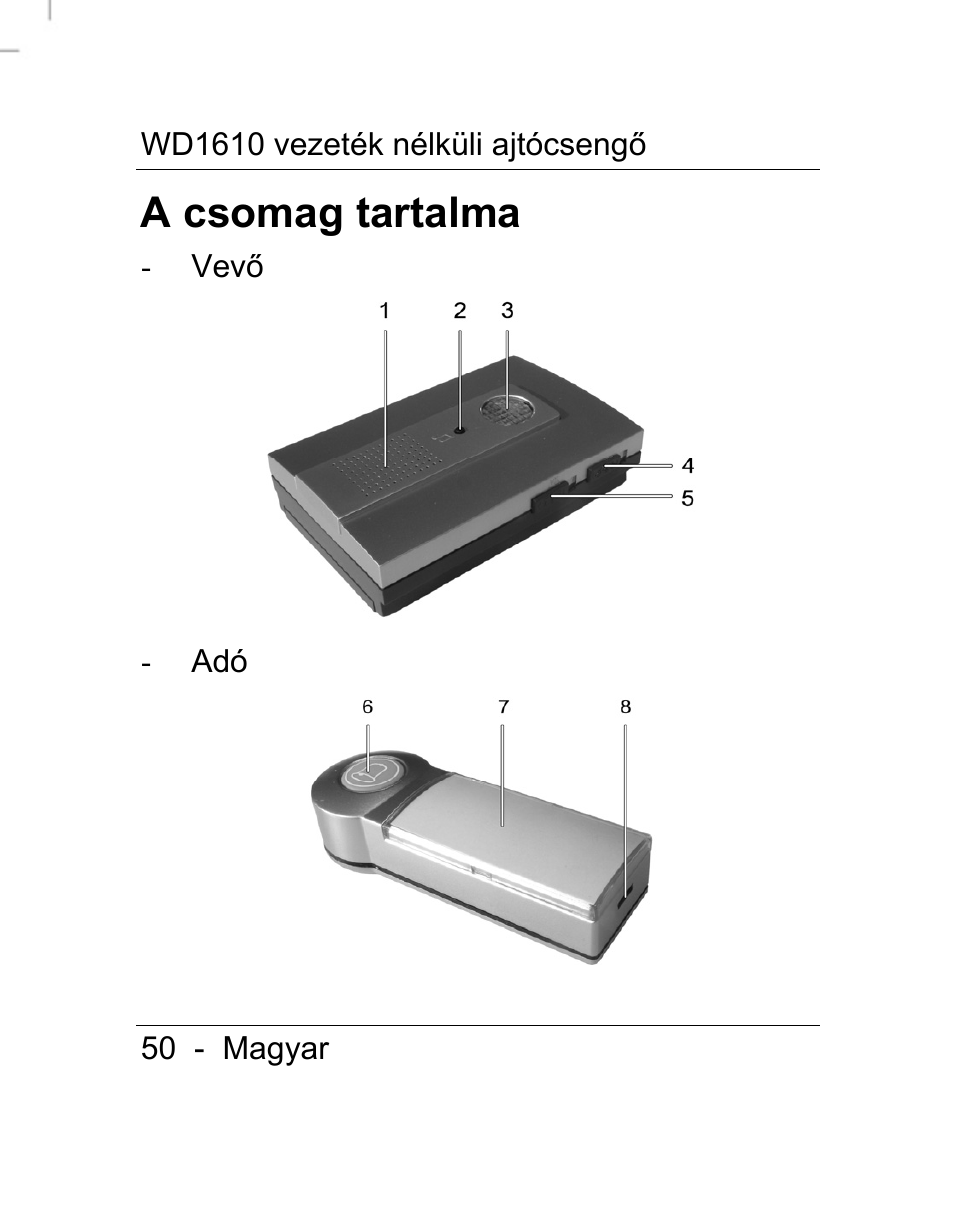 A csomag tartalma | Silvercrest WD1610 User Manual | Page 51 / 170