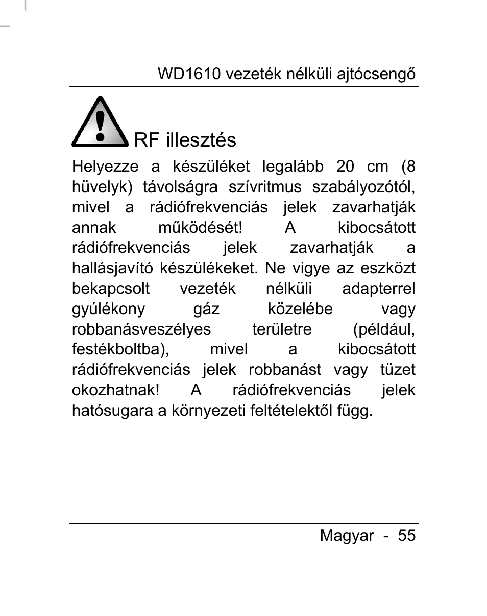 Rf illesztés | Silvercrest WD1610 User Manual | Page 56 / 170