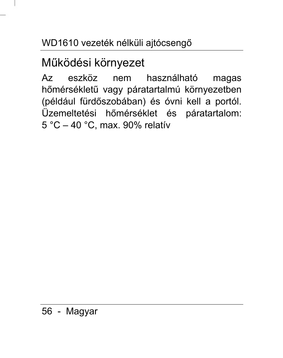 Működési környezet | Silvercrest WD1610 User Manual | Page 57 / 170