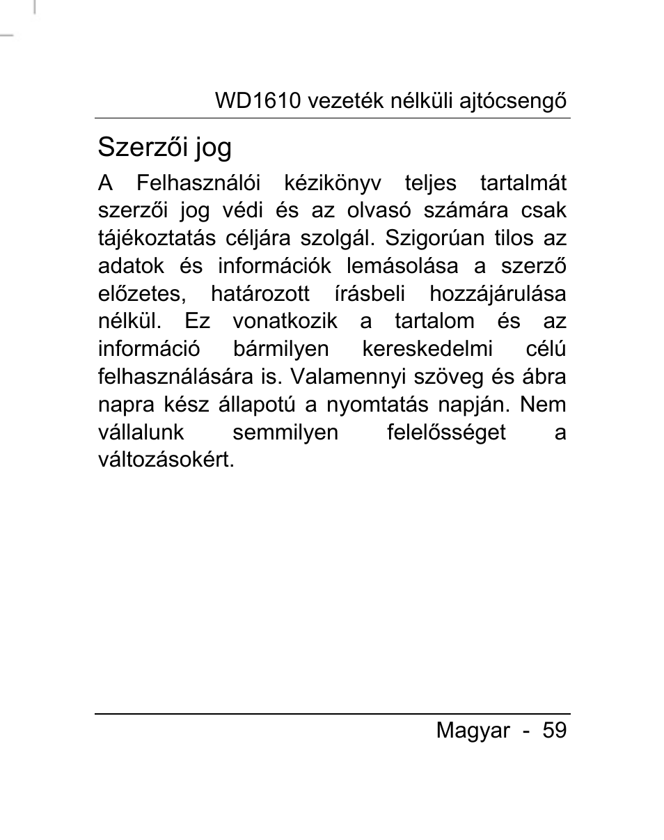 Szerzői jog | Silvercrest WD1610 User Manual | Page 60 / 170