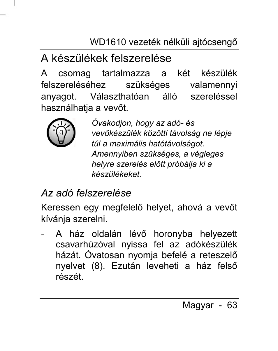 A készülékek felszerelése | Silvercrest WD1610 User Manual | Page 64 / 170