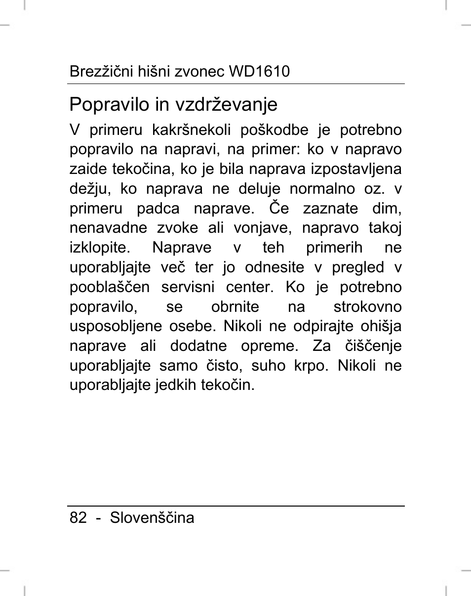 Popravilo in vzdrževanje | Silvercrest WD1610 User Manual | Page 83 / 170