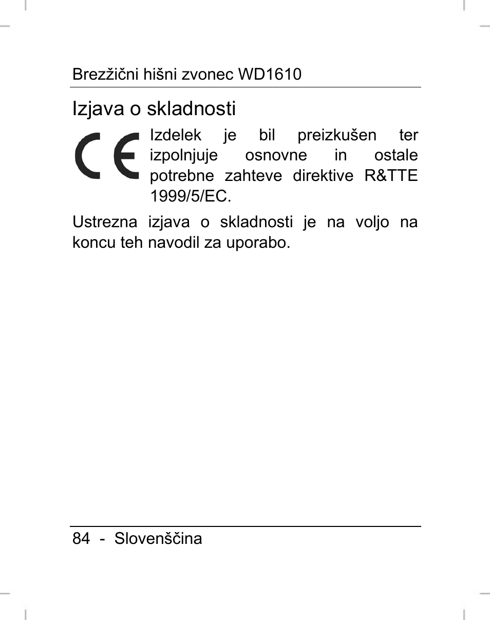 Izjava o skladnosti | Silvercrest WD1610 User Manual | Page 85 / 170