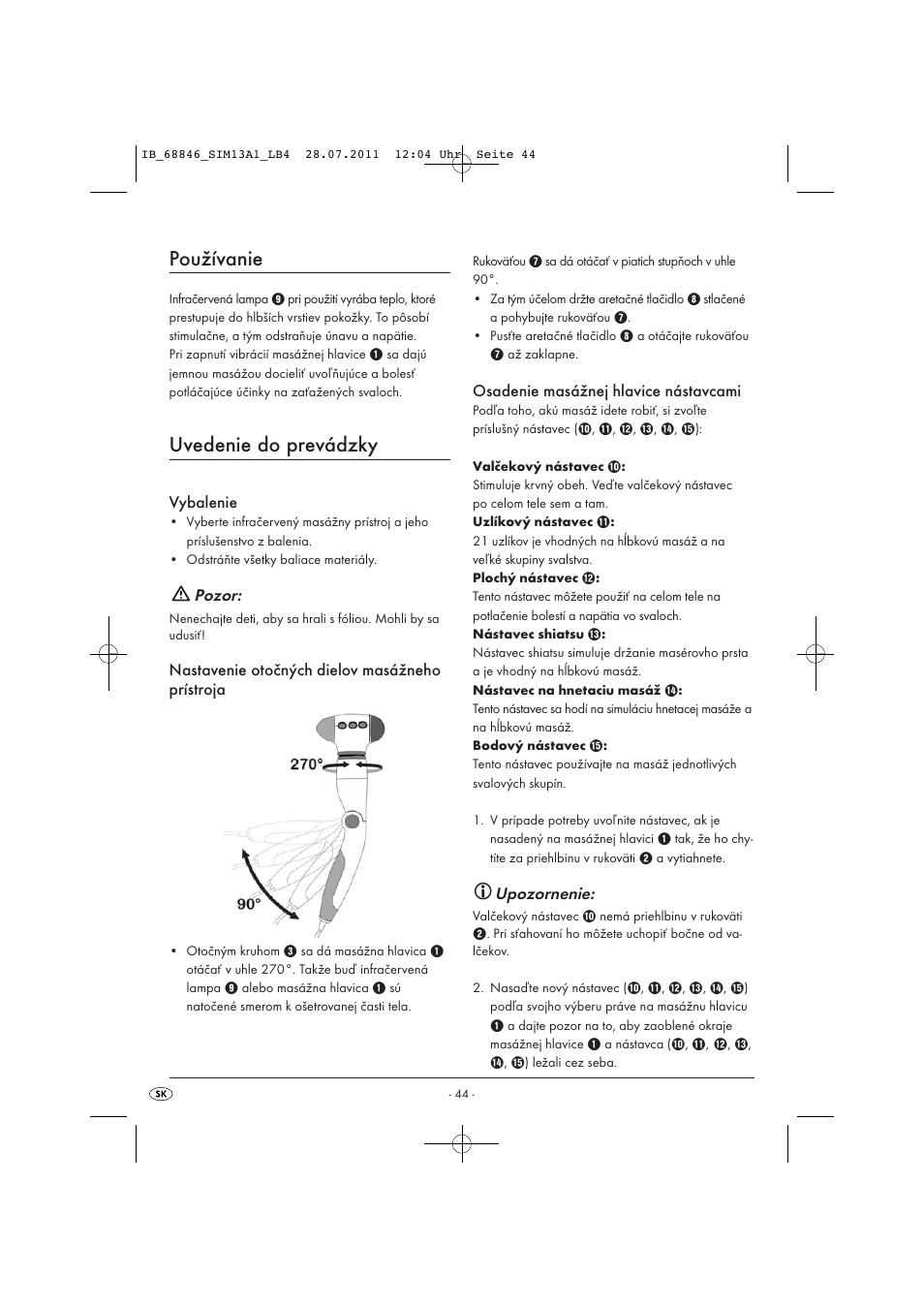 Používanie, Uvedenie do prevádzky | Silvercrest SIM 13 A1 User Manual | Page 46 / 57