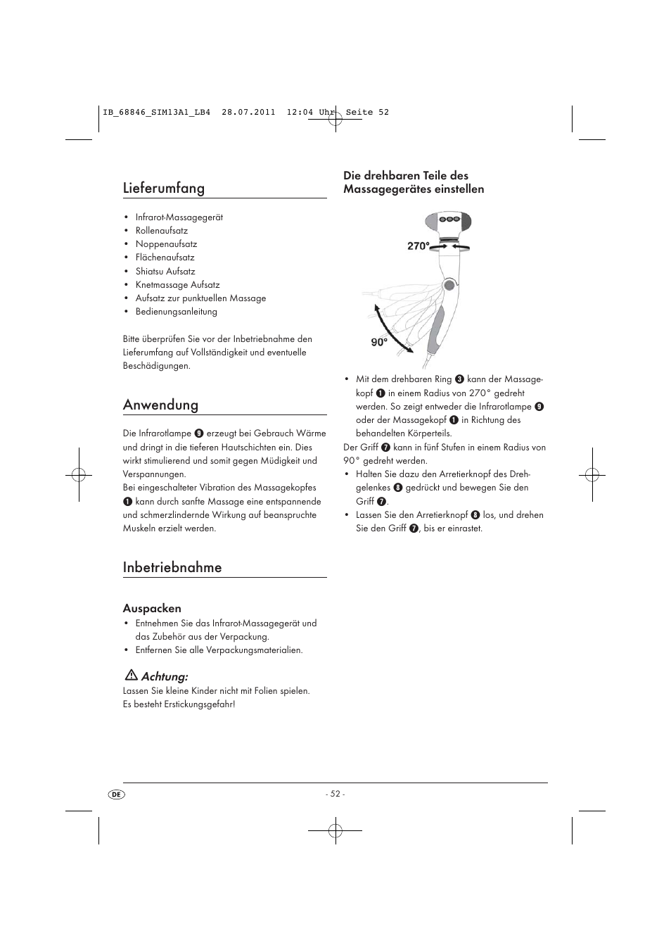 Lieferumfang, Anwendung, Inbetriebnahme | Silvercrest SIM 13 A1 User Manual | Page 54 / 57