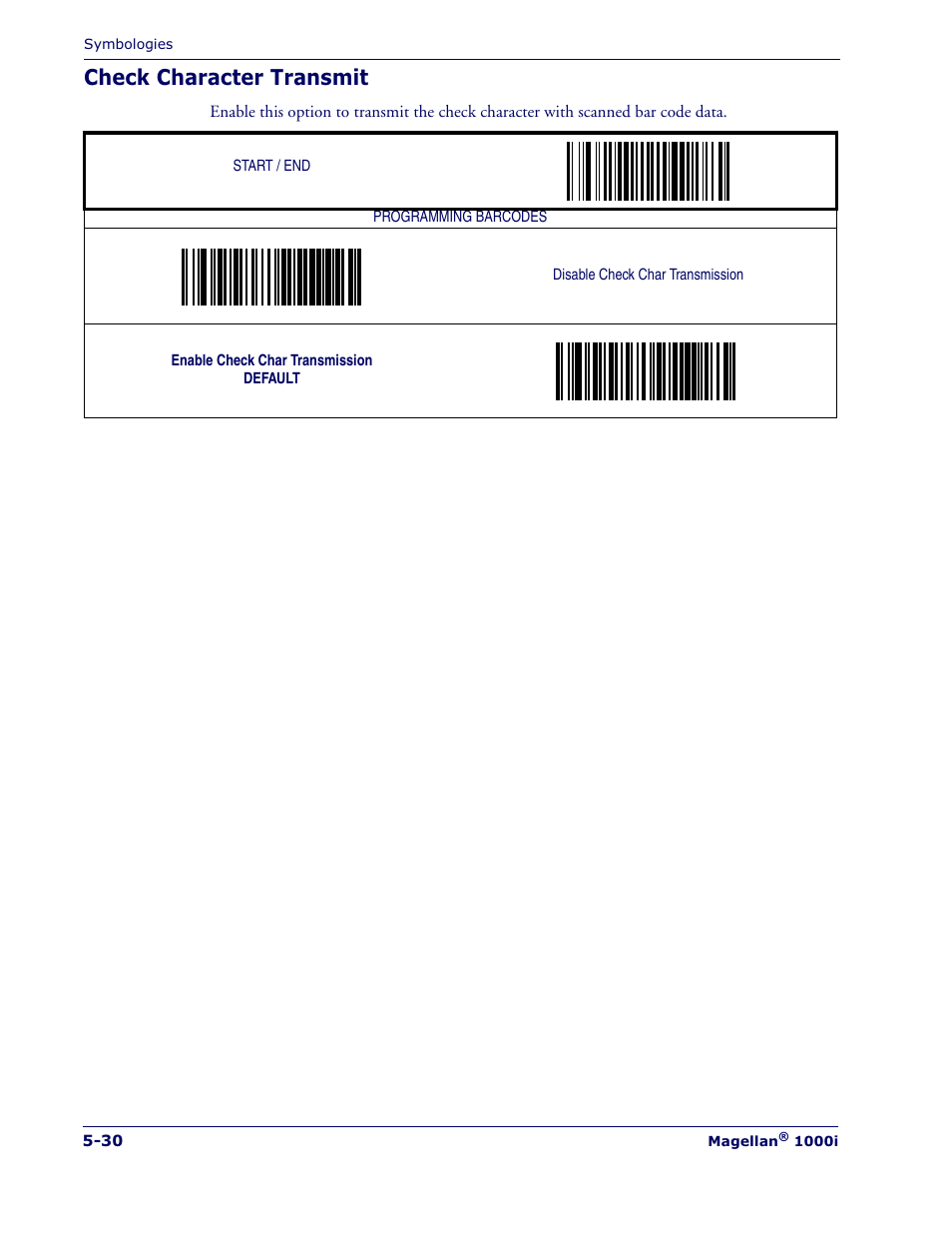 Check character transmit | Datalogic Scanning MAGELLAN 1000I User Manual | Page 104 / 160