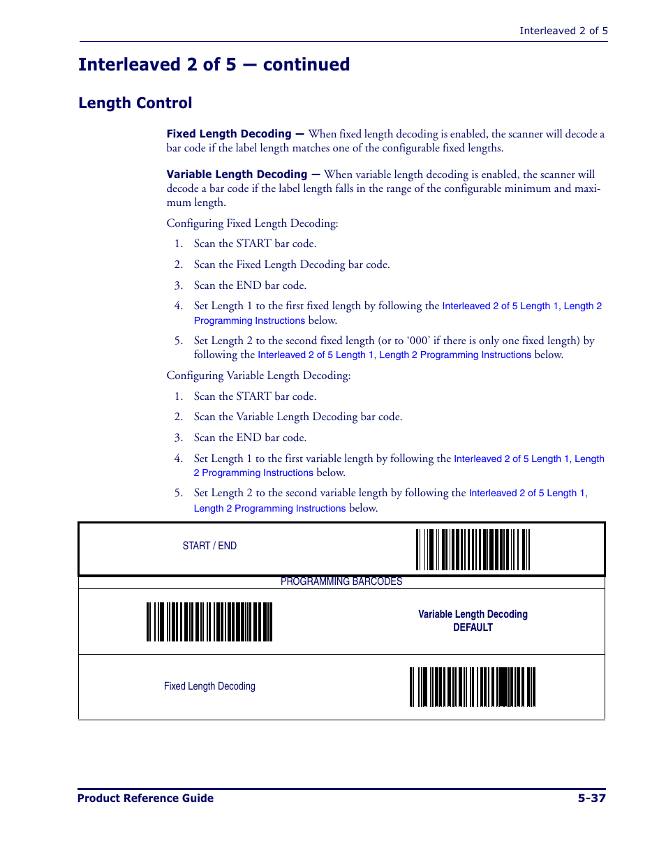 Interleaved 2 of 5 — continued, Length control | Datalogic Scanning MAGELLAN 1000I User Manual | Page 111 / 160
