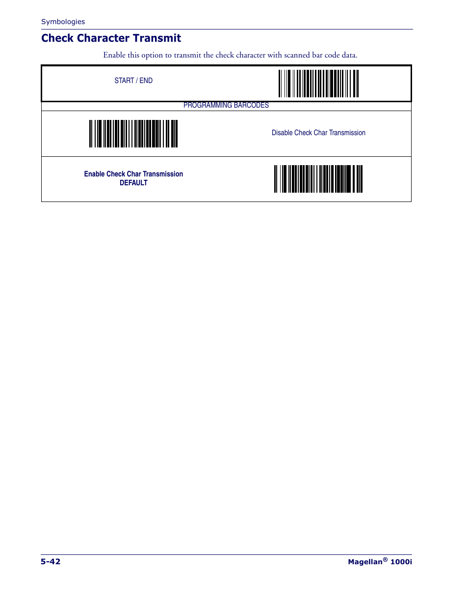 Check character transmit | Datalogic Scanning MAGELLAN 1000I User Manual | Page 116 / 160