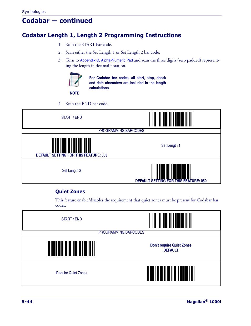 Codabar — continued | Datalogic Scanning MAGELLAN 1000I User Manual | Page 118 / 160