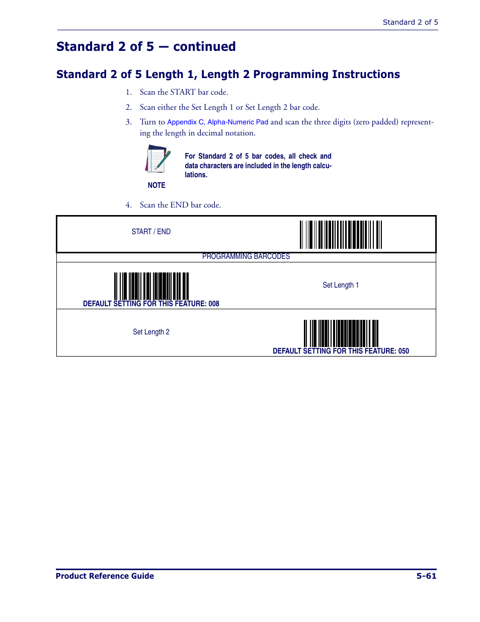 Standard 2 of 5 — continued | Datalogic Scanning MAGELLAN 1000I User Manual | Page 135 / 160