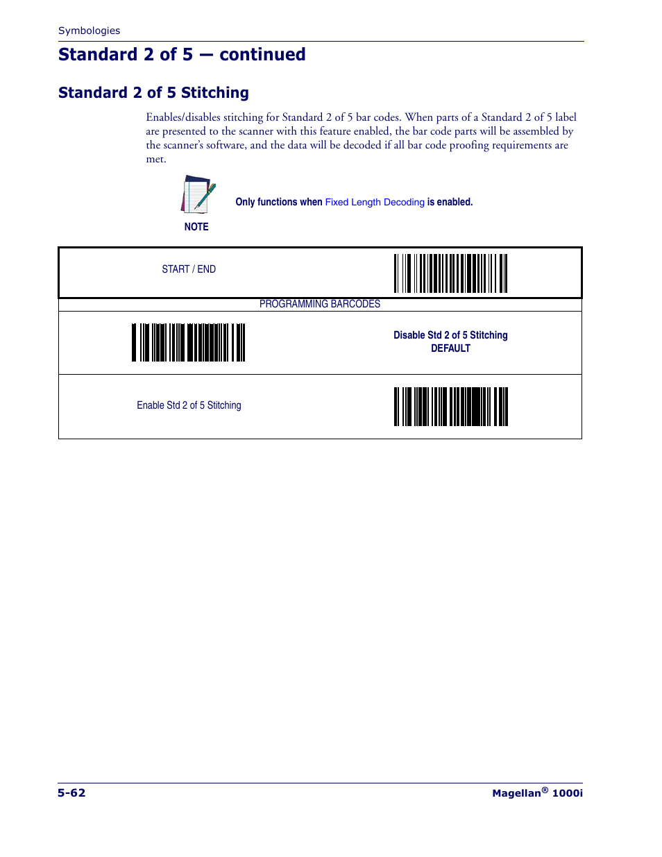 Standard 2 of 5 — continued, Standard 2 of 5 stitching | Datalogic Scanning MAGELLAN 1000I User Manual | Page 136 / 160