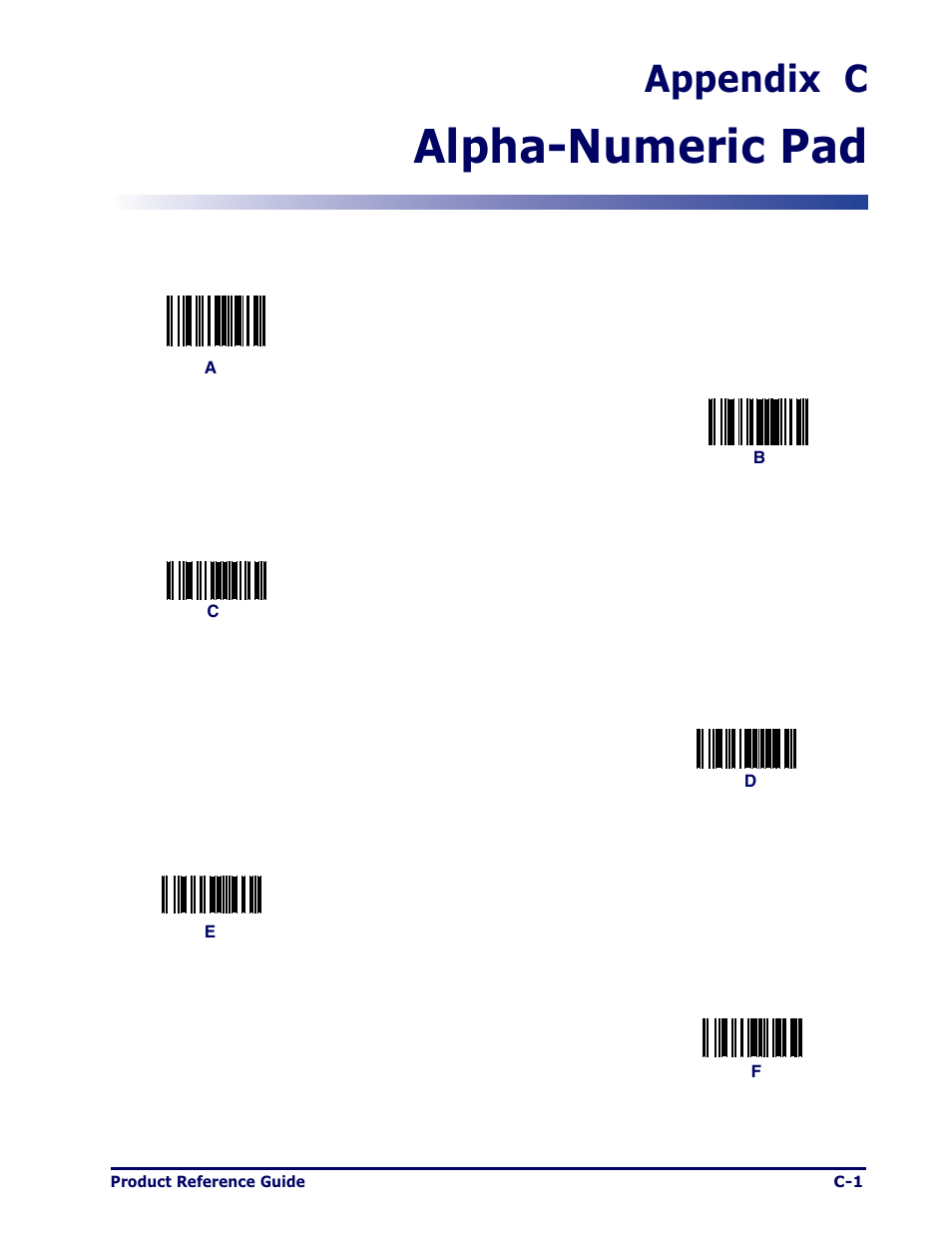 Alpha-numeric pad, Appendix c | Datalogic Scanning MAGELLAN 1000I User Manual | Page 143 / 160