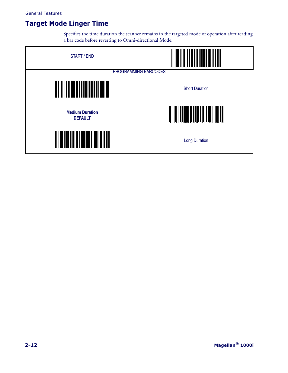 Target mode linger time | Datalogic Scanning MAGELLAN 1000I User Manual | Page 24 / 160