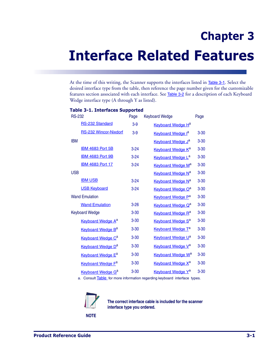 Interface related features, Chapter 3 | Datalogic Scanning MAGELLAN 1000I User Manual | Page 27 / 160