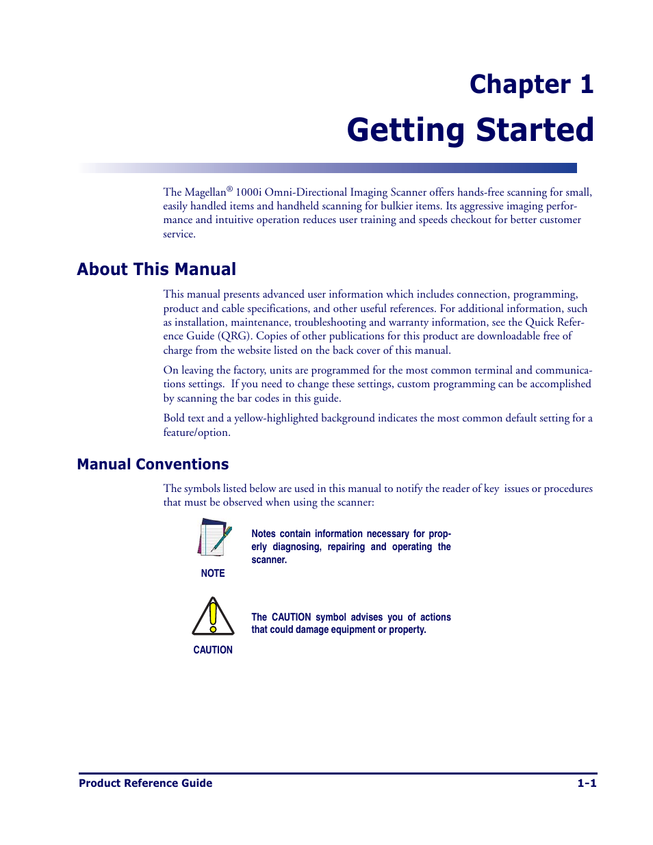 Getting started, Chapter 1, About this manual | Datalogic Scanning MAGELLAN 1000I User Manual | Page 7 / 160