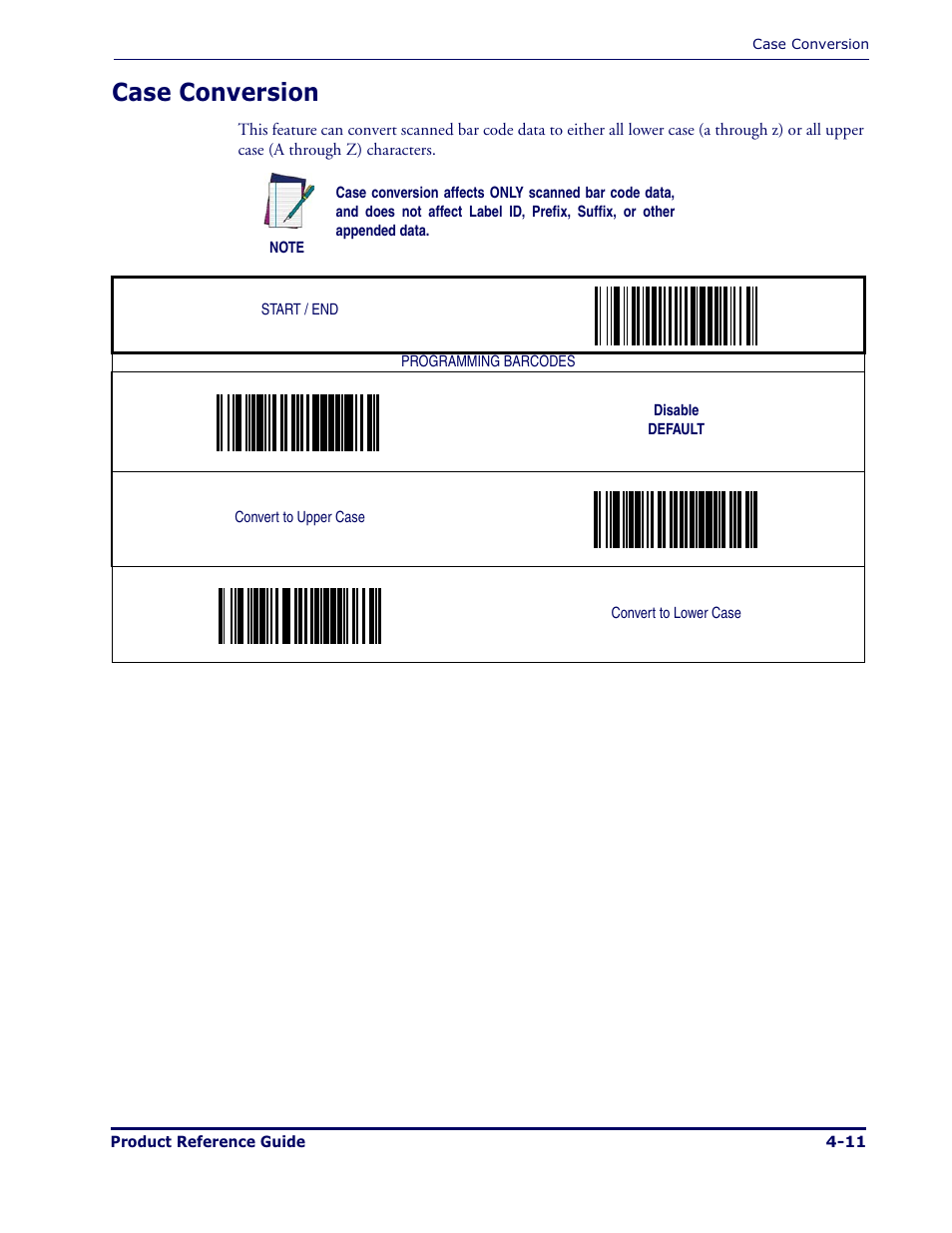 Case conversion | Datalogic Scanning MAGELLAN 1000I User Manual | Page 73 / 160