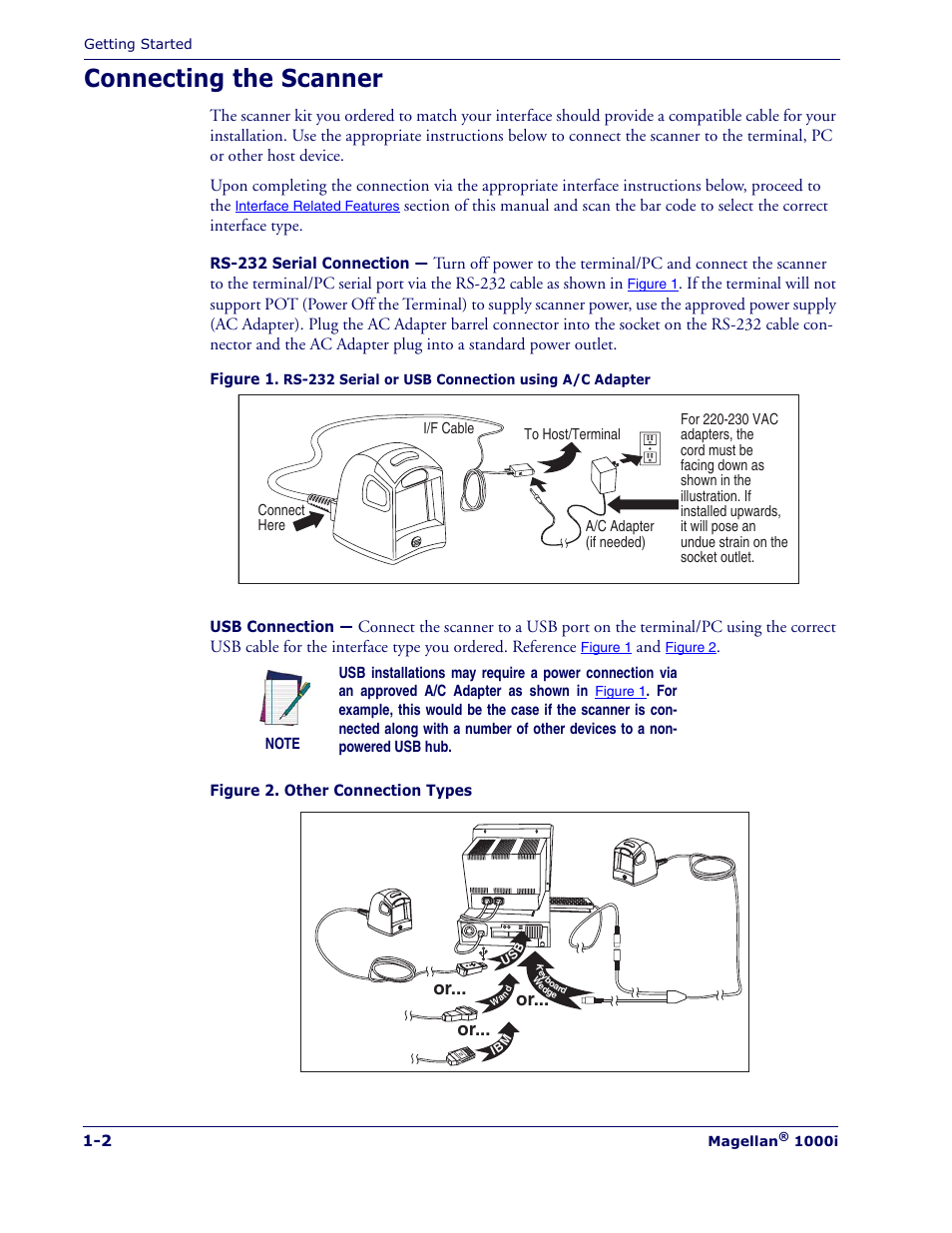 Connecting the scanner | Datalogic Scanning MAGELLAN 1000I User Manual | Page 8 / 160