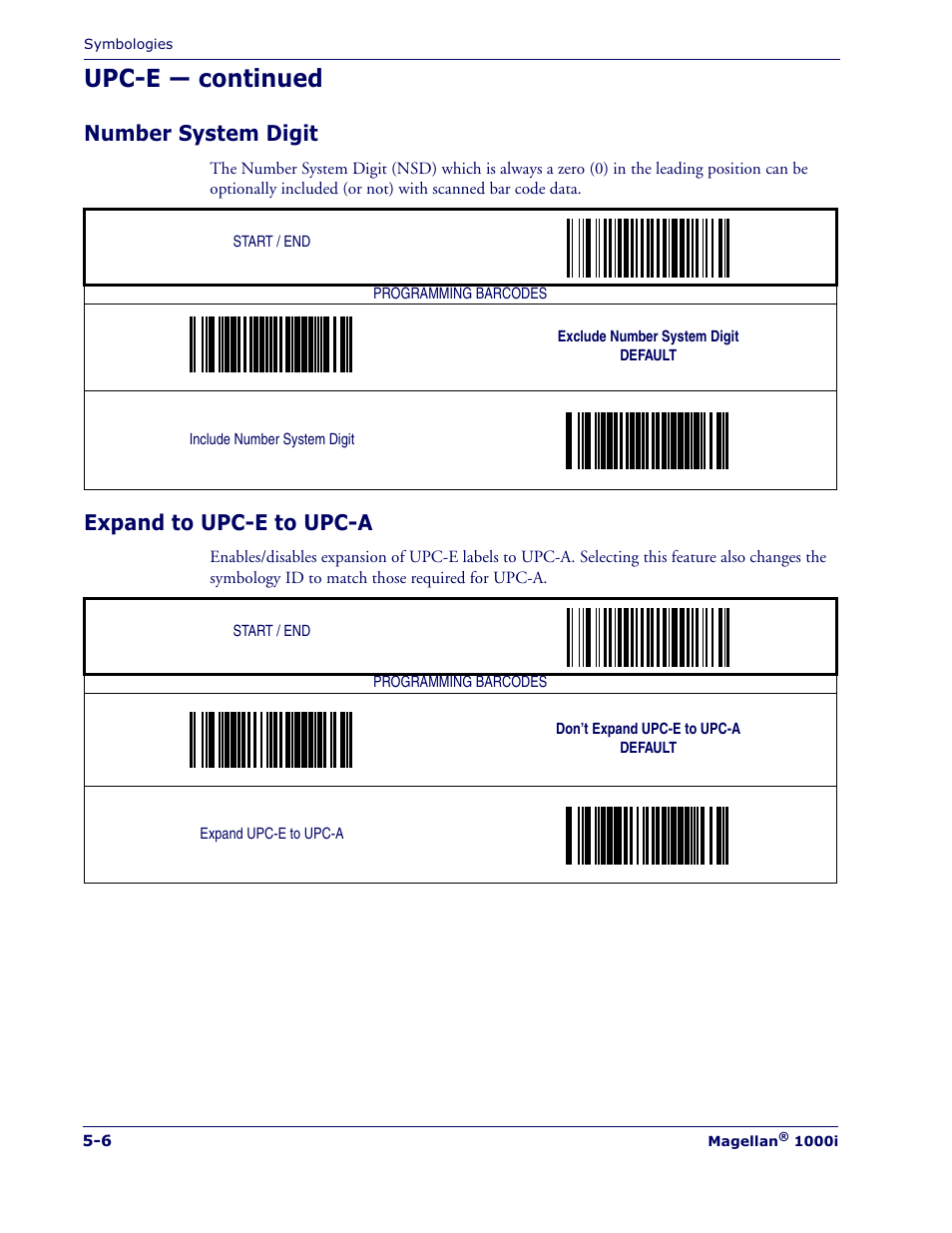 Upc-e — continued, Number system digit, Expand to upc-e to upc-a | Datalogic Scanning MAGELLAN 1000I User Manual | Page 80 / 160